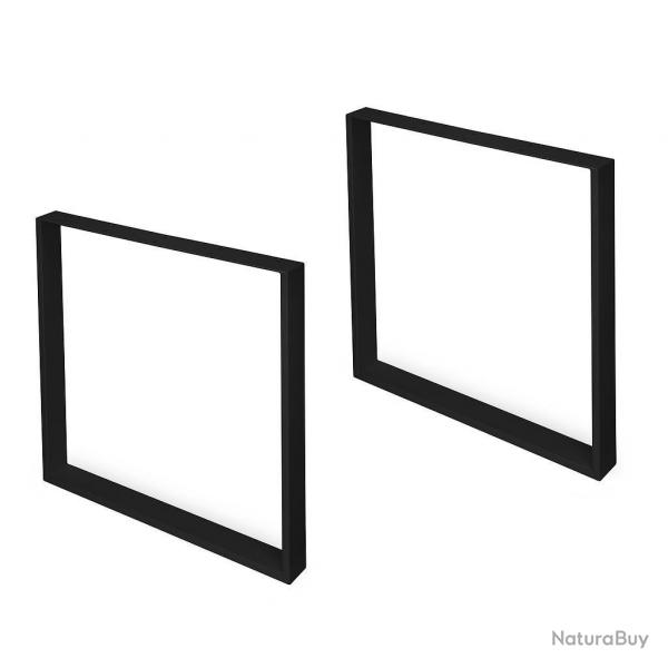 Jeu de 2 pieds rectangulaires Emuca Square pour table 800mm acier peint en noir