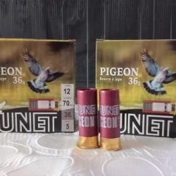 Cartouches TUNET Pigeon 36gr Calibre 12/70 plombs n°5       ( 50 cartouches )