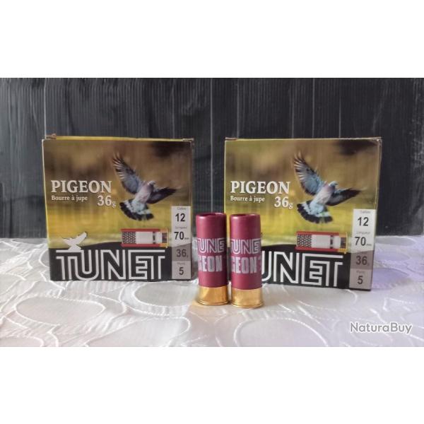 Cartouches TUNET Pigeon 36gr Calibre 12/70 plombs n5       ( 50 cartouches )