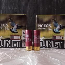 Cartouche TUNET Pigeon 36gr Calibre 12/70 plomb n°4       ( 50 cartouches )