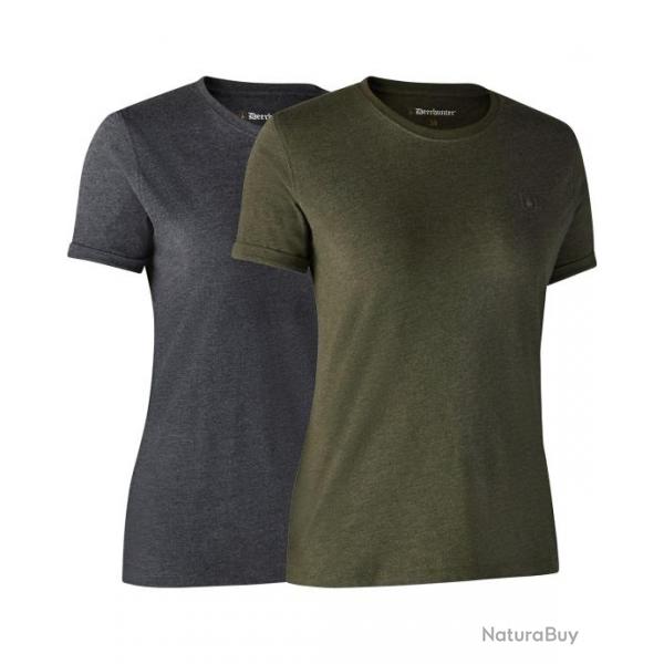 Pack de 2 t-shirts pour femmes (Couleur: Vert/Gris, Taille: 38)