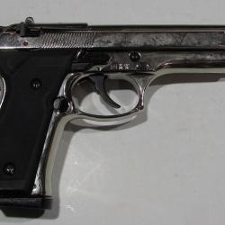 Pistolet semi auto bruni 92 cal 9mm nickelé, avec embout lance fusée NEUF