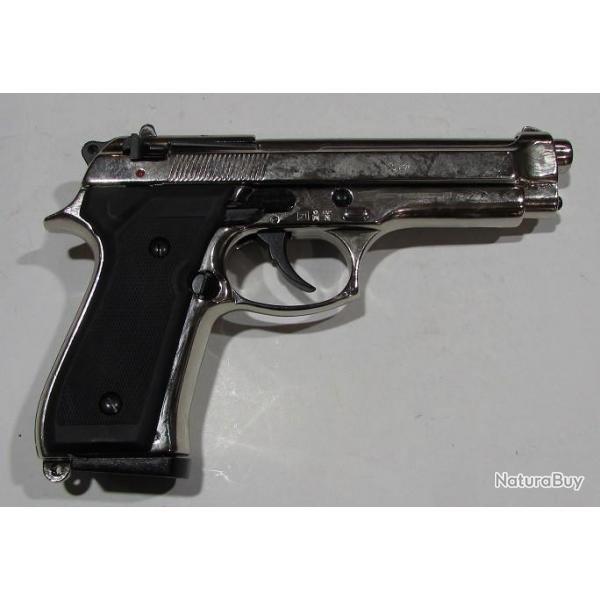 Pistolet semi auto bruni 92 cal 9mm nickel, avec embout lance fuse NEUF