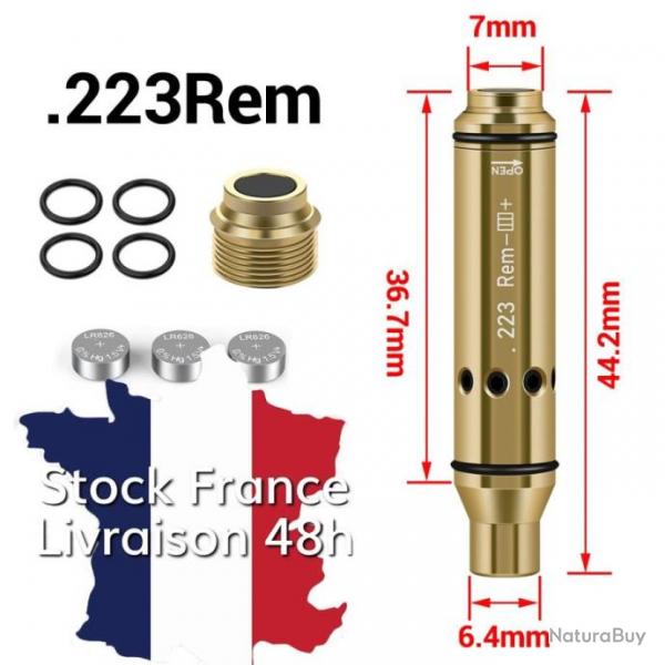 Cartouche tir  sec d'entrainement laser 223 5.56 - Culot supplmentaire offert - Stock France