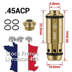 Cartouche tir à sec d'entrainement laser 45 ACP - Culot supplémentaire offert - Stock France