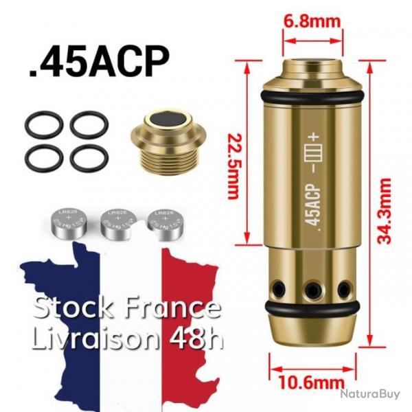 Cartouche d'entrainement tir  sec laser 45ACP - Culot offert -  Envoi depuis la France