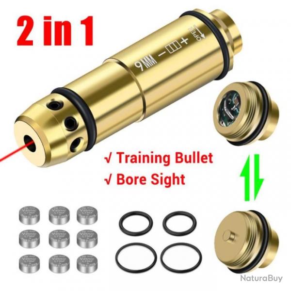 2 en 1 - Cartouche d'entrainement laser et de rglage 9mm - Durable et indispensable