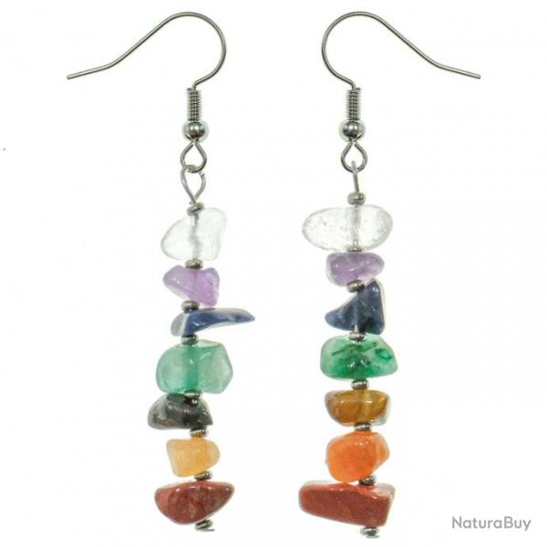 Boucles d'oreilles pendantes chakra en pierre naturelle