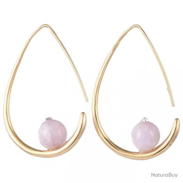 Boucles d'oreilles goutte avec perle de kunzite