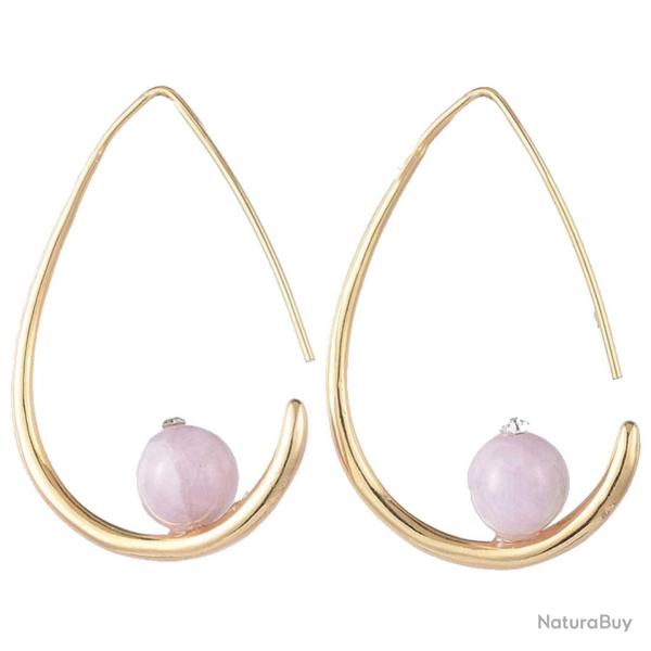 Boucles d'oreilles goutte avec perle de kunzite
