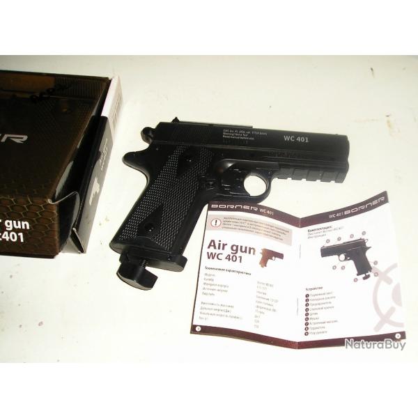 Pistolet  plomb Co2 Borner Wc 401 - Cal. 4.5 BB's - 4.5 mm / 3 Joules