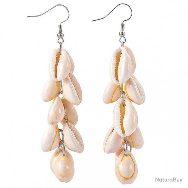 Boucles d'oreilles grappe de coquillages cauris