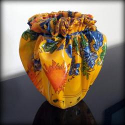 Vase en verre, tissu et plastique au motif floral des années 70 Espagne-Décoration nature