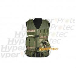 Gilet airsoft tactical camo pour droitier 6 poches + holster