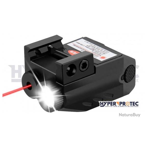 Lampe a led 350 Lumens Strobo et Viseur Laser Rouge ou Vert Hyper Acess Socom - Rouge