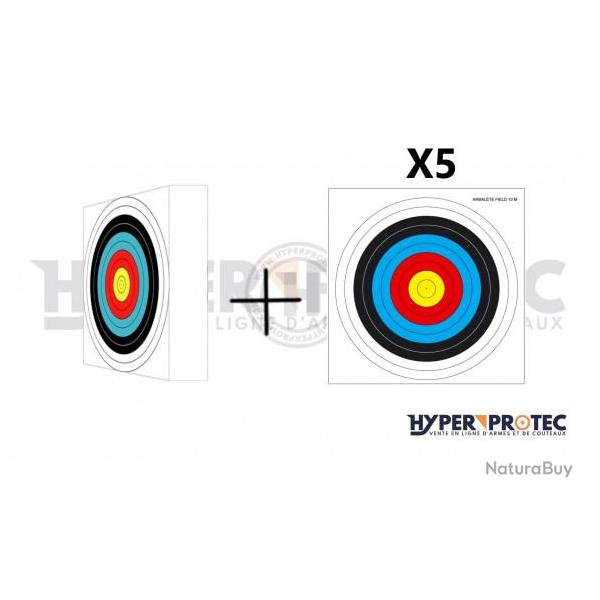 Butte haute densit pour tir au pistolet arbalte 30 x 30 cm avec 5 blasons