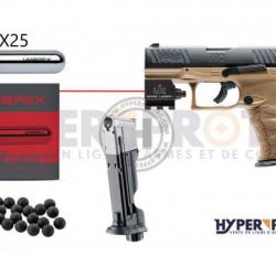 Pack ultime Walther PPQ M2 T4E Tan - Pistolet Balle Caoutchouc cal. 43