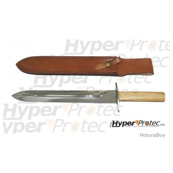Dague de chasse  servir lame 28 cm avec tui en cuir