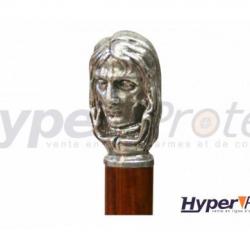 Canne Epée Bonaparte Pommeau Bronze Argenté Lame Cruciforme