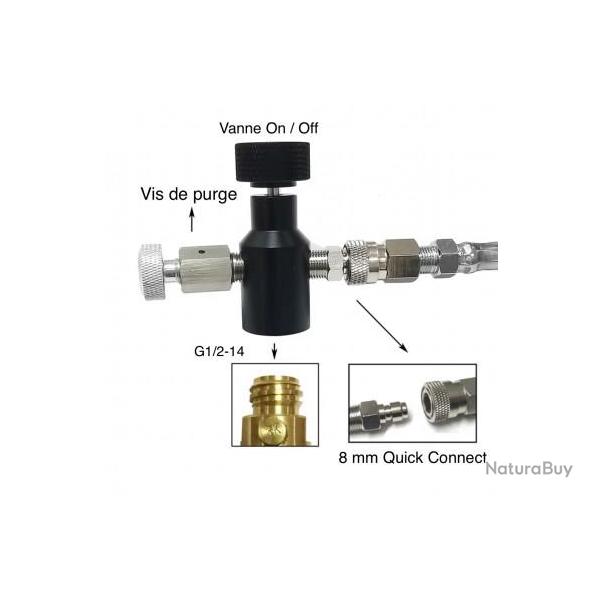 Adaptateur pour bouteille d'air portatif avec systme de purge