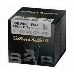 Munition 308 Sellier & Bellot FMJ - 180 grains