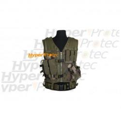 Gilet tactical vert CCE militaire avec ceinture pour droitier