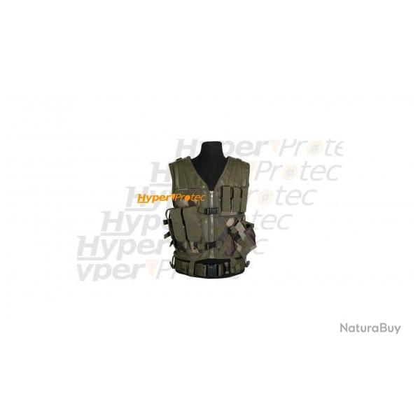 Gilet tactical vert CCE militaire avec ceinture pour droitier