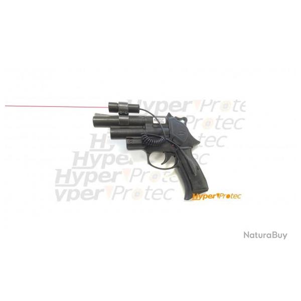 Pistolet de dfense  balles caoutchouc double canon GC54 avec laser - cal 12 50
