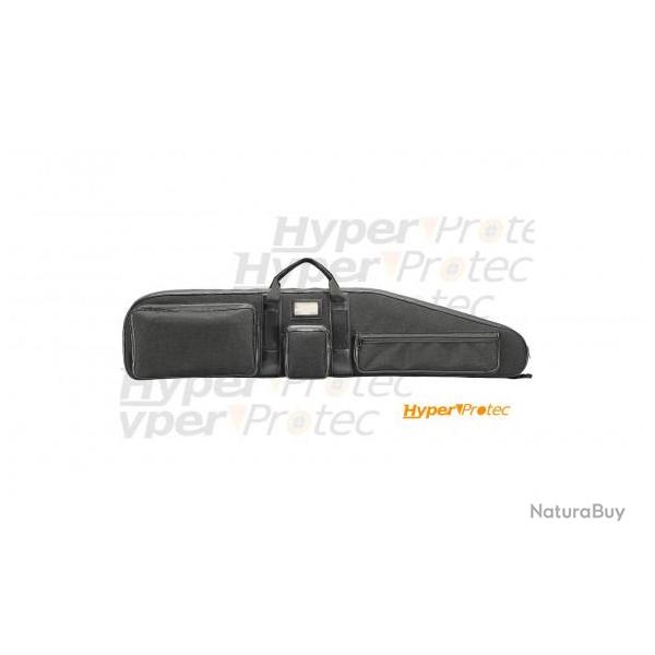 Housse carabine chasse cordura 3 poches noire - 123cm