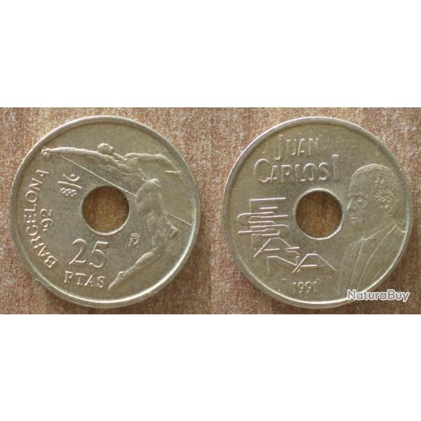 Espagne 25 Pesetas 1991 Piece Jeux Olympiques de Barcelone 1992 Peseta Spain