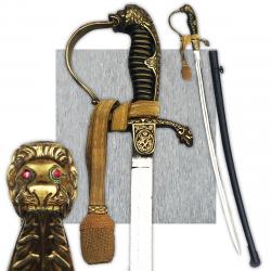 RARISSIME & BEAU SABRE D'OFFICIER PRUSSIEN ALLEMAND A TETE DE LION KAISER XIX ORIGINAL