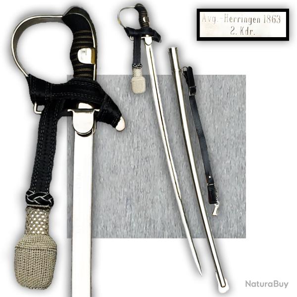 RARE & SUBLIME SABRE ALLEMAND AVG HERRINGEN 1863 2 KDR COMPLET PARADE MILITAIRE XX ORIGINAL