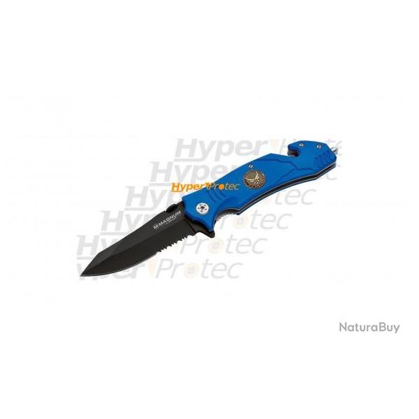 Couteau pliant bleu US Air Force avec lame crante