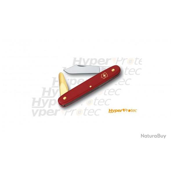 Couteau d'horticulteur greffoir Victorinox rouge ecoline avec spatule cuivre