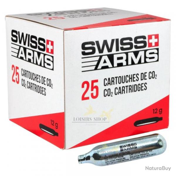 Boîte 25 cartouches de CO2 12g Swiss Arms (marque suisse)