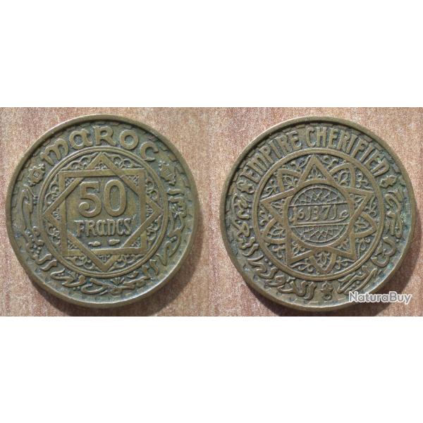 Maroc 50 Francs 1952 1371 Empire Cherifien Roi Piece