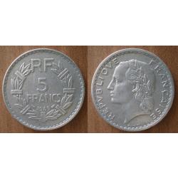 France 5 Francs 1949 Lavriller Piece Franc Aluminium