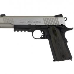 Airsoft - Colt 1911 rail gun noir et chrome CO2 blow back | Cybergun (180531 | 3559961805317)