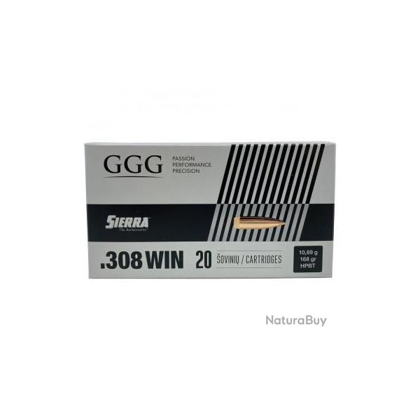 Munition GGG 308 Win. 10.89g 168gr HPBT x5 boites
