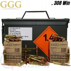 Lot de munitions GGG 308 Win. 9.55g 147gr FMJ x32 boites