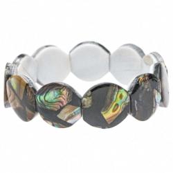 Bracelet extensible avec ronds de nacre abalone paua