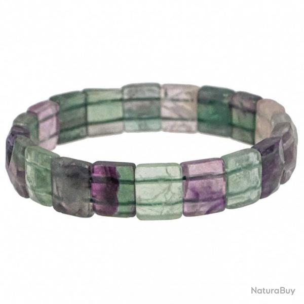 Bracelet perles carres facettes en fluorite multicolore