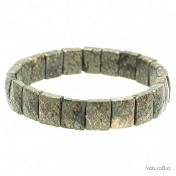 Bracelet perles carres facettes en pyrite