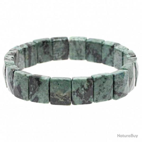 Bracelet perles carres facettes en onyx verte