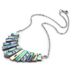 Collier chaîne avec lamelles de nacre abalone paua