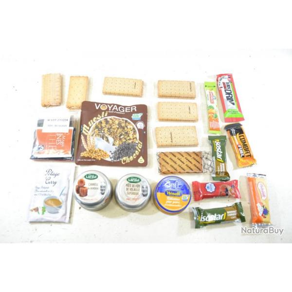 Lot aliments ration survie, chasse airsoft sortie nature dbardage. Biscuits, barres nergiques..(G)