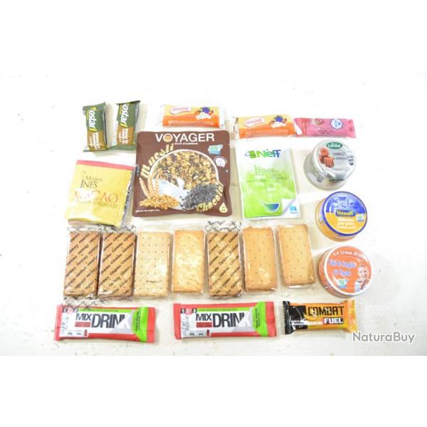 Lot aliments ration survie, chasse airsoft sortie nature dbardage. Biscuits, barres nergiques..(I)