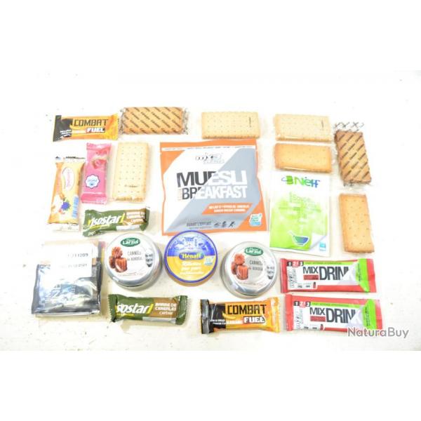 Lot aliments ration survie, chasse airsoft sortie nature dbardage. Biscuits, barres nergiques..(J)
