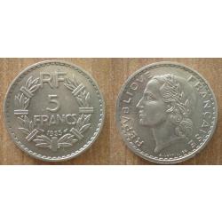 France 5 Francs 1935 Lavriller Franc Piece