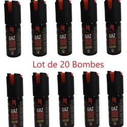 Lot de 20 Bombes Lacrymogènes Akis Gaz red Pepper- 25ml - Gaz Poivre